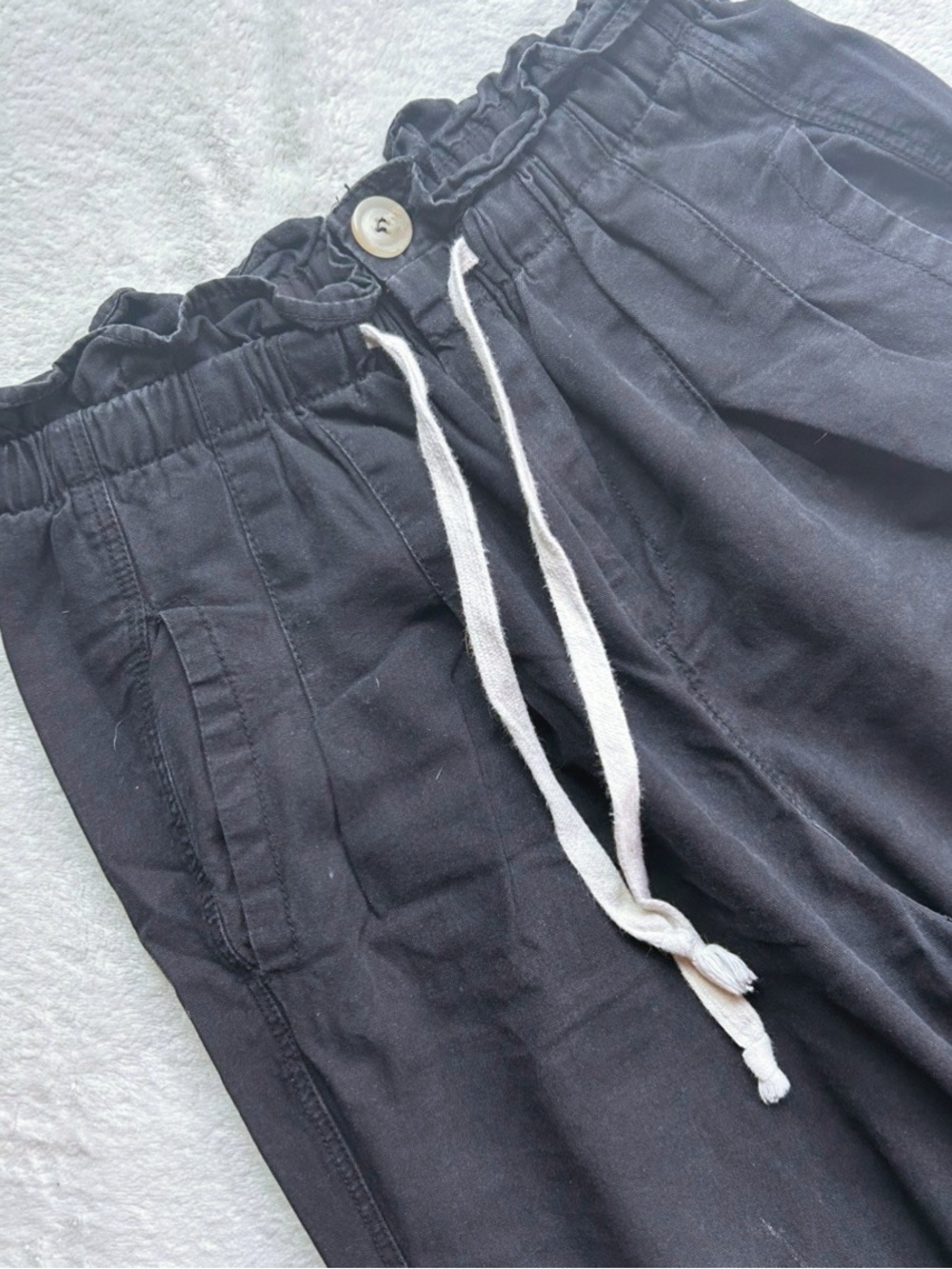 black paper bag waist pants